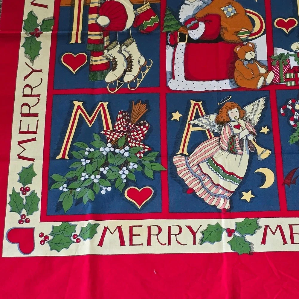 Susan Winget Christmas Alphabet Fabric Panel 1993 45x36 Vintage Holiday Craft